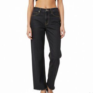 Street Market Womens Black Cotton Straight-Leg Distressed Hem Jeans Size 4